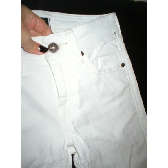 New NWT Designer Hollywood Trading Company White Jeans Womens Flare 25 Mid HTC